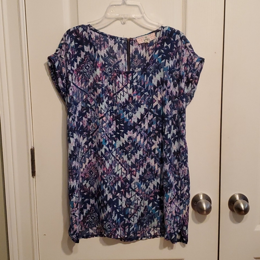Pink Republic Aztec Boat-Neck Blouse